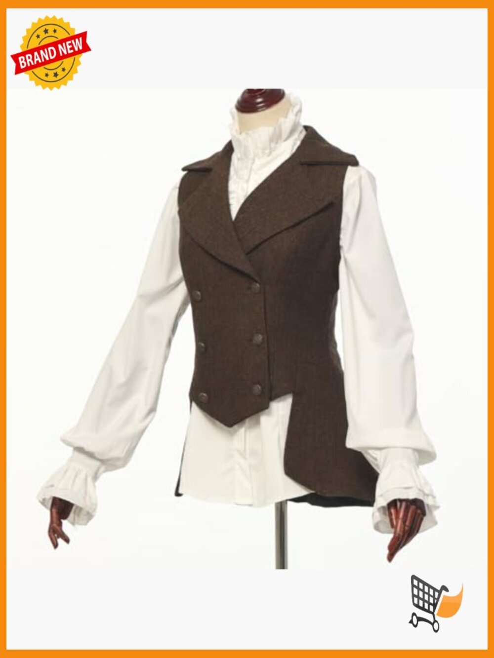 Victorian Waistcoat Tweed Vest Steampunk Tailcoat Renaissance Jacket Sleeveless - Picture 3 of 6